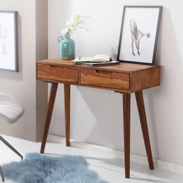 FineBuy Konsolentisch FB51402 aus Holz, Braun – 90 × 76 × 36 cm