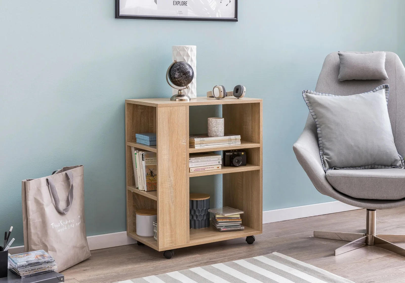 FineBuy Regal aus Holz, Weiß – 60 × 35 × 75 cm