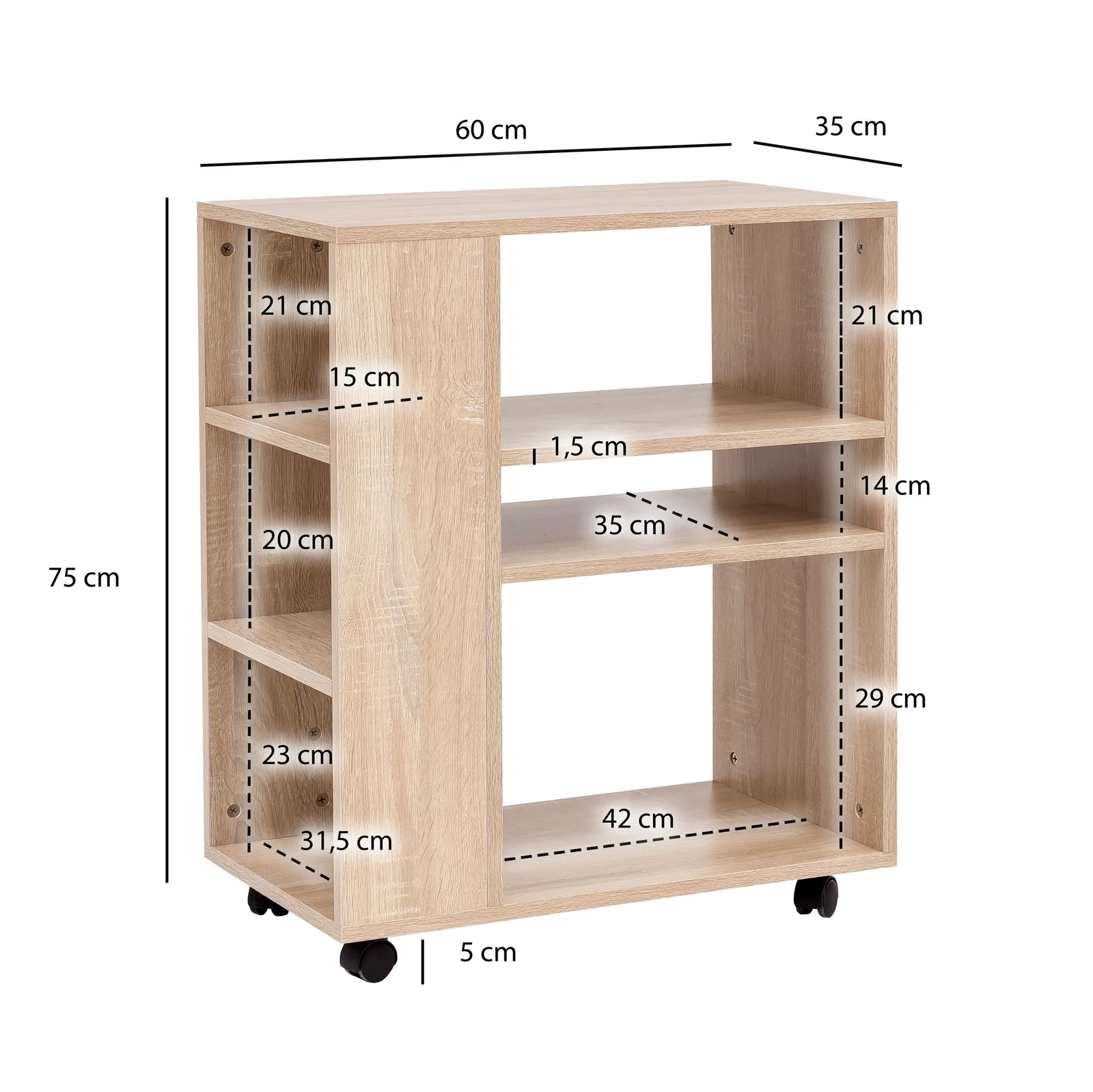 FineBuy Regal aus Holz, Weiß – 60 × 35 × 75 cm