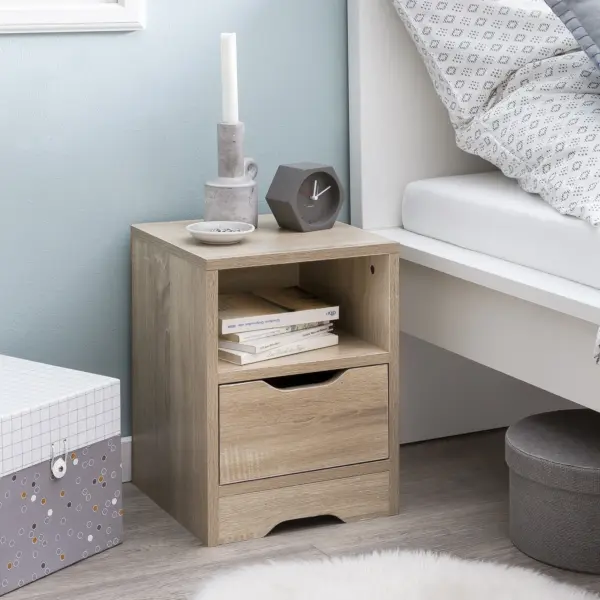 FineBuy Nachtkonsole SV51475, Grau – 31 × 43 × 31 cm