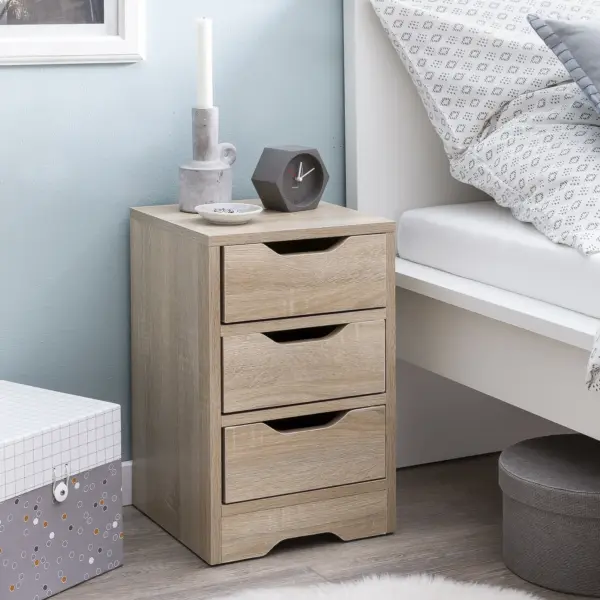 FineBuy Nachtkonsole, Grau – 31 × 49 × 31 cm