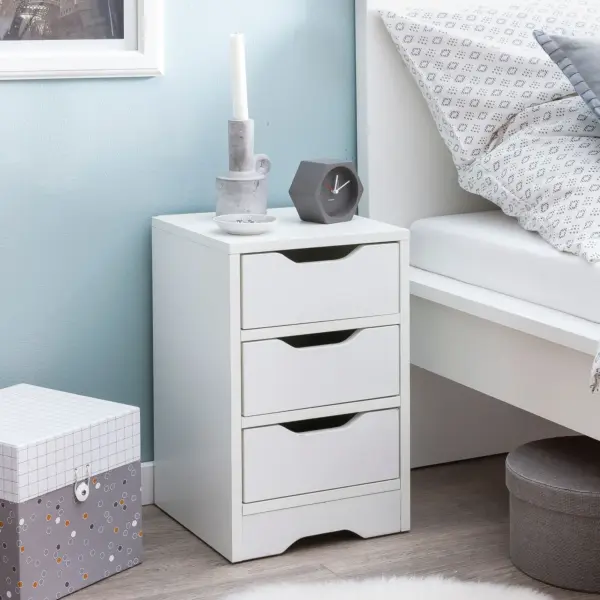 FineBuy Nachtkonsole, Weiß – 31 × 49 × 31 cm