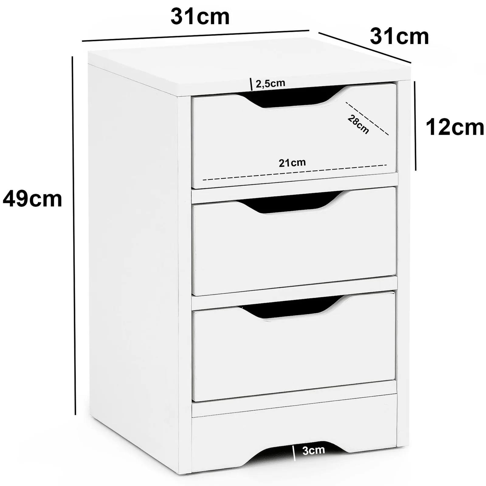 FineBuy Nachtkonsole, Weiß – 31 × 49 × 31 cm