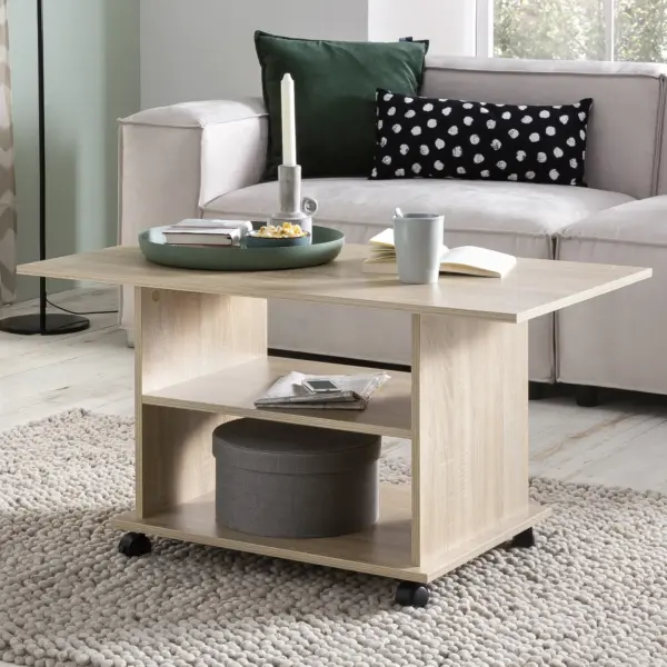 FineBuy Design Couchtisch aus Holz, Grau – 95 × 51 × 54,5 cm FineBuy Design Couchtisch aus Holz, Grau – 95 × 51 × 54,5 cm
