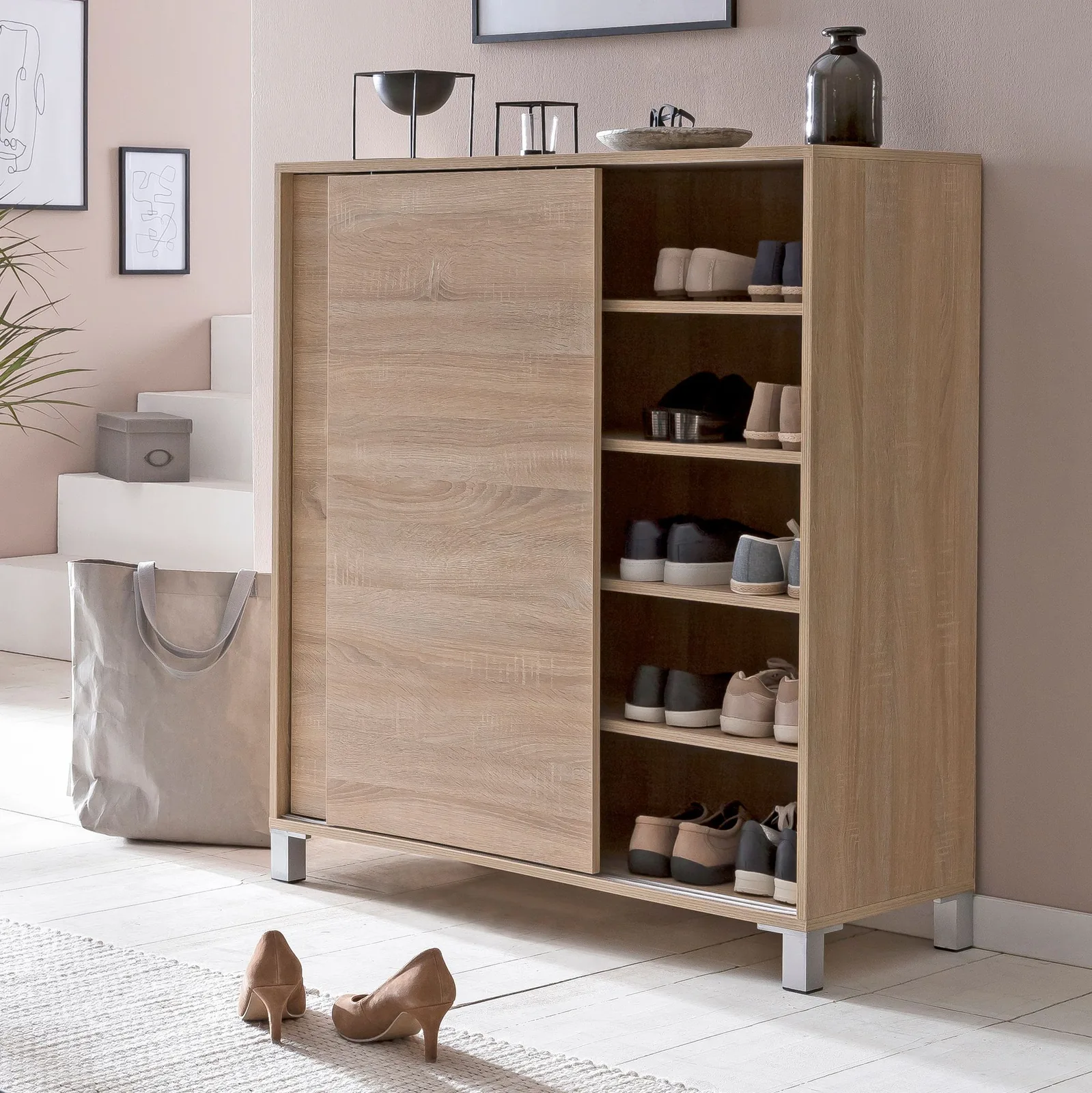 FineBuy Schuhschrank SV51780 aus Holz, Weiß – 100 × 108 × 37,5 cm