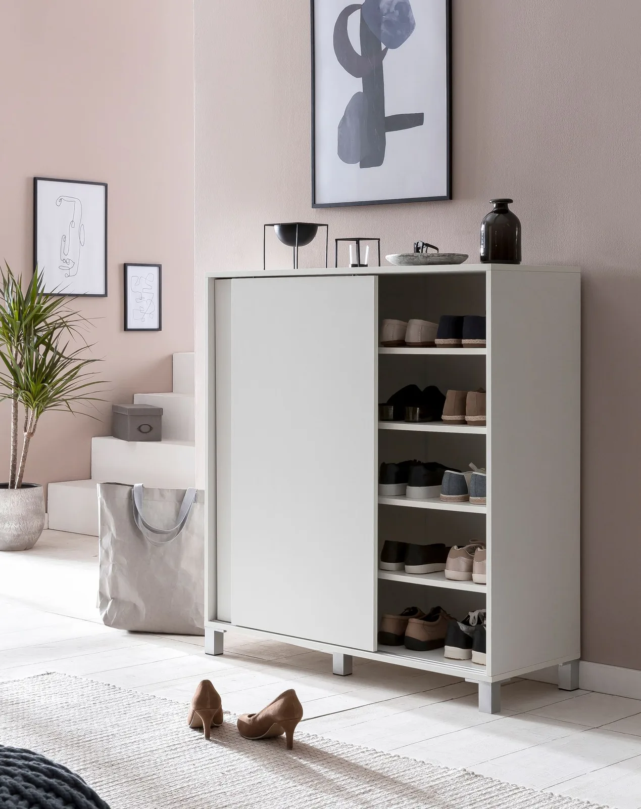 FineBuy Schuhschrank SV51780 aus Holz, Weiß – 100 × 108 × 37,5 cm