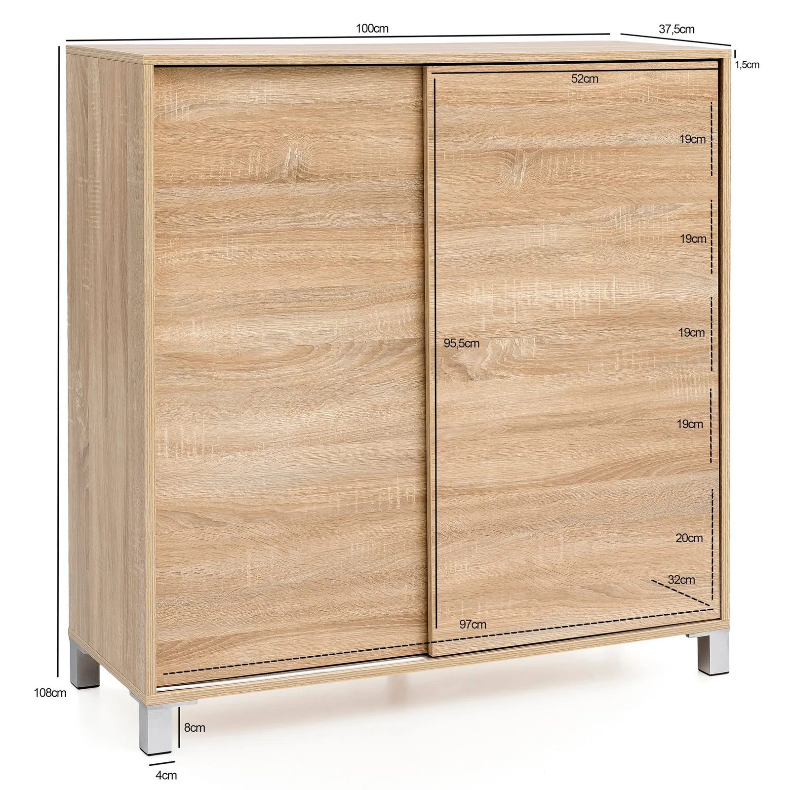 FineBuy Schuhschrank SV51780 aus Holz, Weiß – 100 × 108 × 37,5 cm