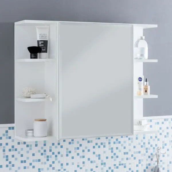 FineBuy Hängeschrank FB51815 aus Holz, Weiß – 80 × 64,5 × 20 cm