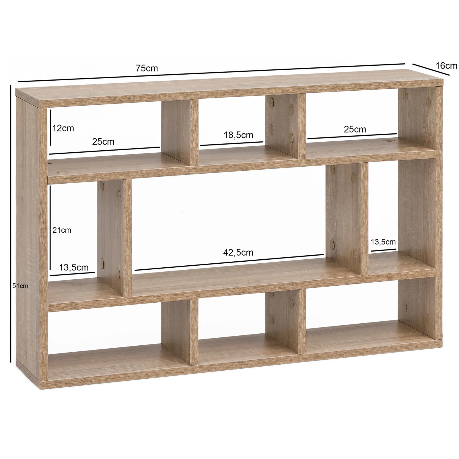 FineBuy Wandregal aus Holz, Weiß – 75 × 51 × 16 cm
