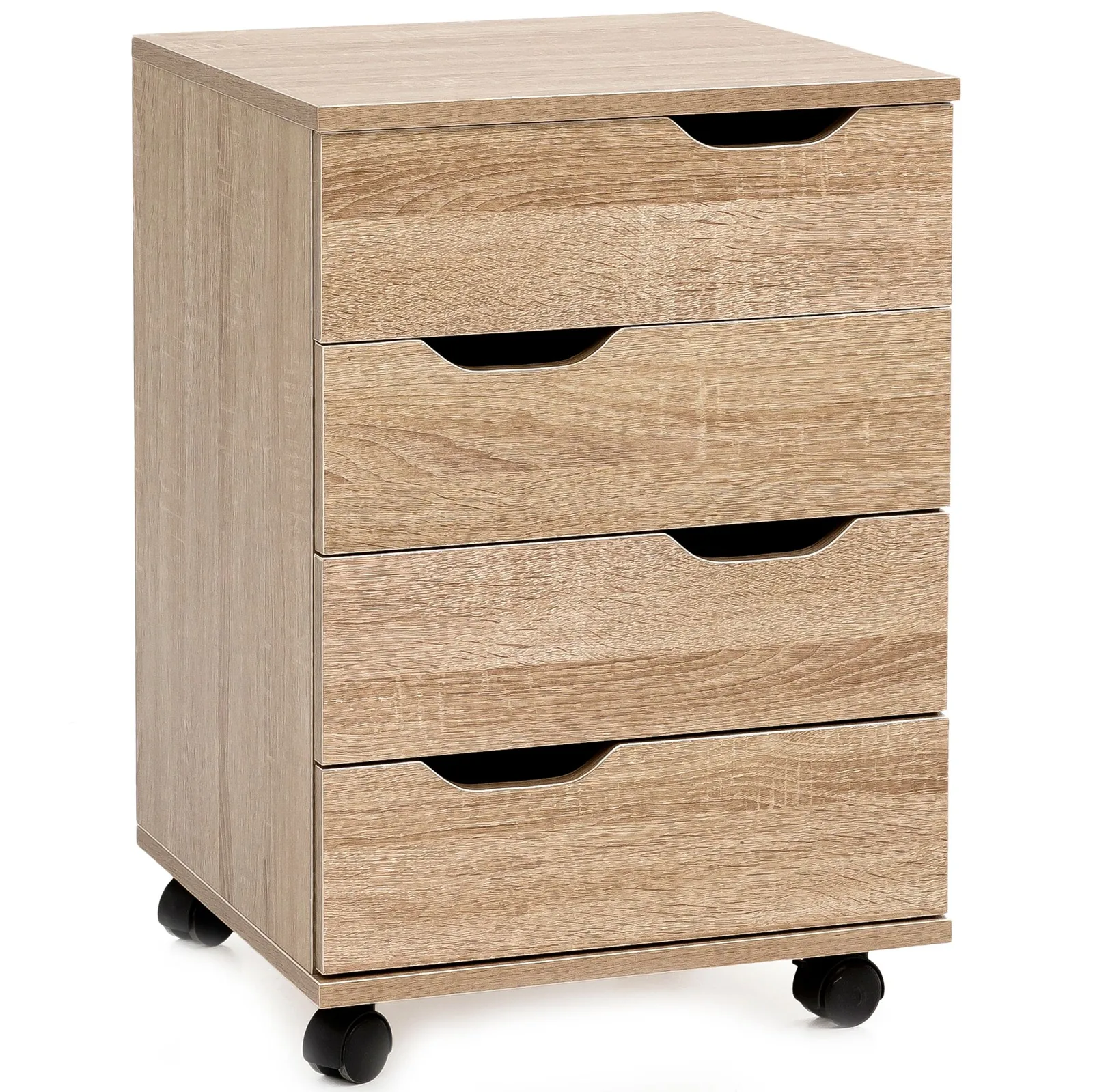FineBuy Rollcontainer aus Holz, Braun – 40 × 60 × 40 cm