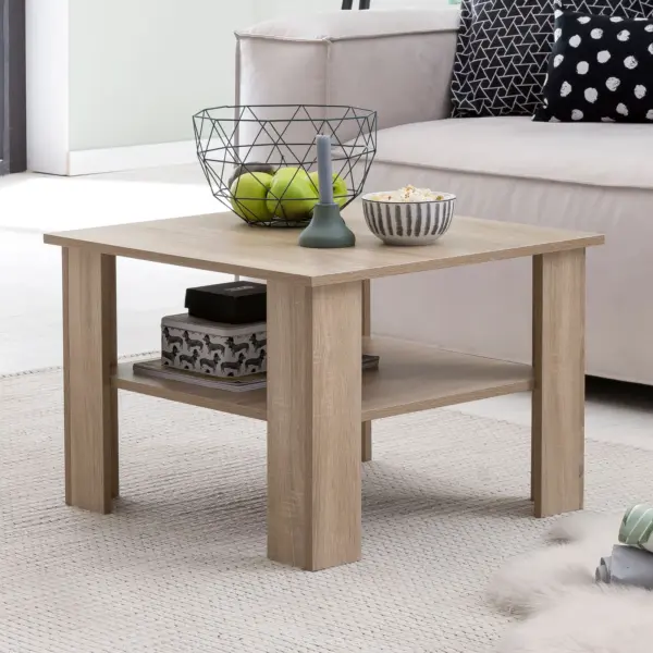 FineBuy Couchtisch SV51868 aus Holz, Grau – 60 × 42 × 60 cm