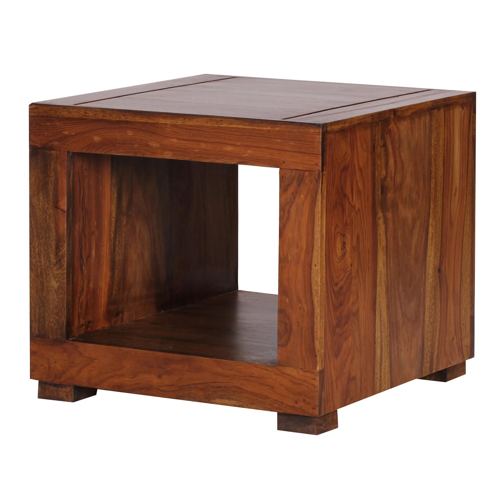 FineBuy Sheesham Massiv aus Holz, Braun – 50 × 50 cm