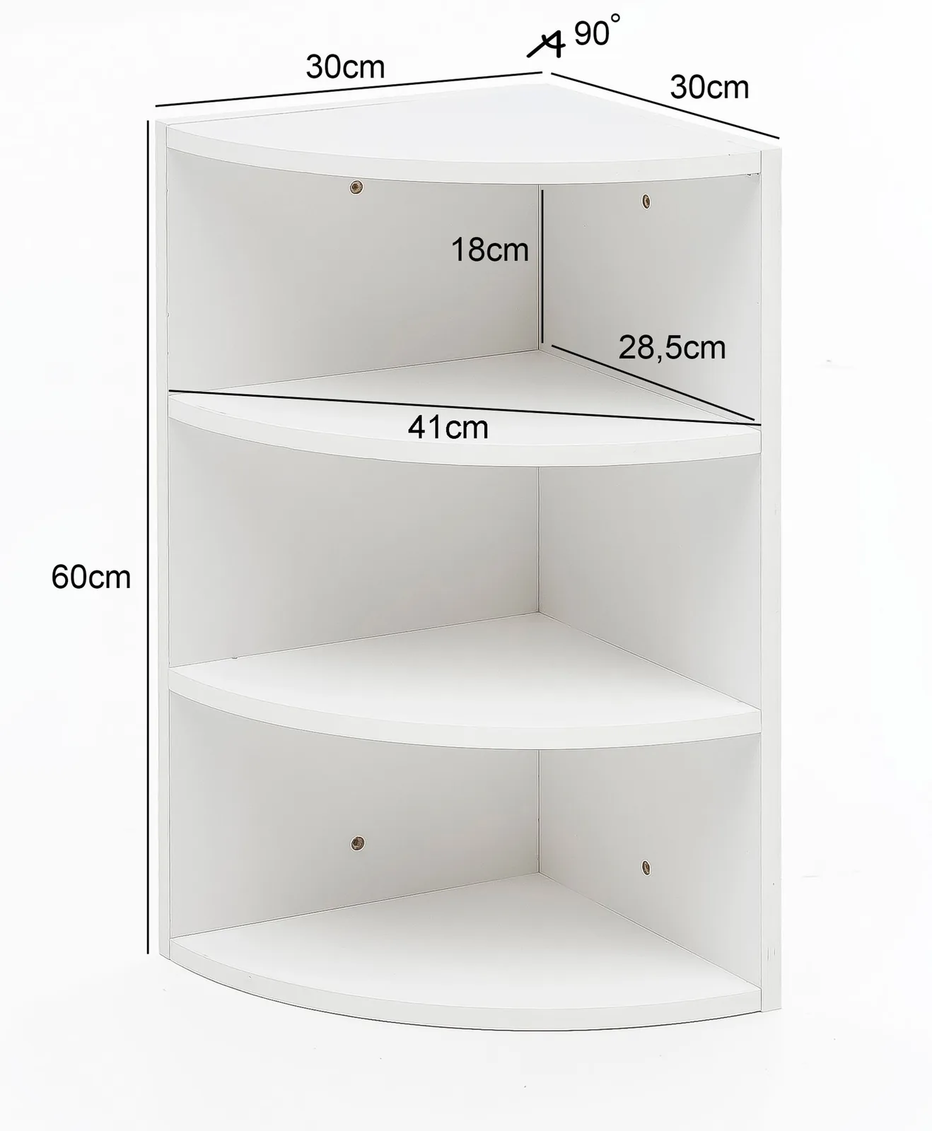 FineBuy Eckregal aus Holz, Weiß – 30 × 60 × 30 cm