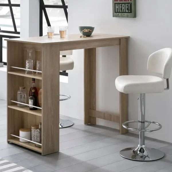 FineBuy Bartisch aus Holz, Grau – 120 × 60 cm