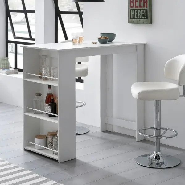 FineBuy Bartisch aus Holz, Weiß – 120 × 60 cm