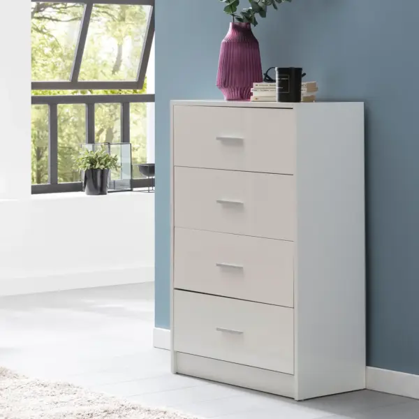 FineBuy Design Sideboard FB52330 aus Holz, Weiß – 60 × 90 × 30 cm