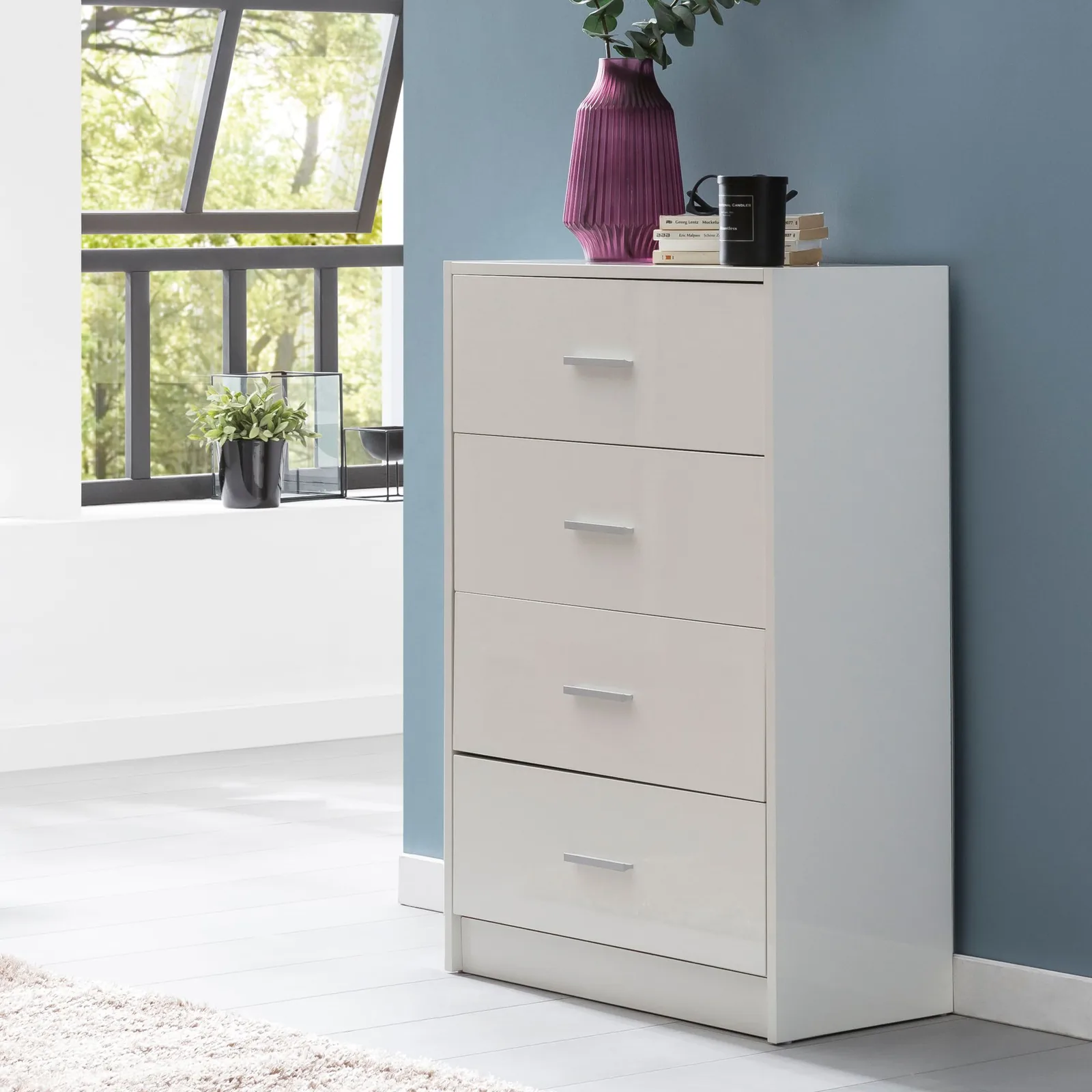 FineBuy Design Sideboard FB52330 aus Holz, Weiß – 60 × 90 × 30 cm