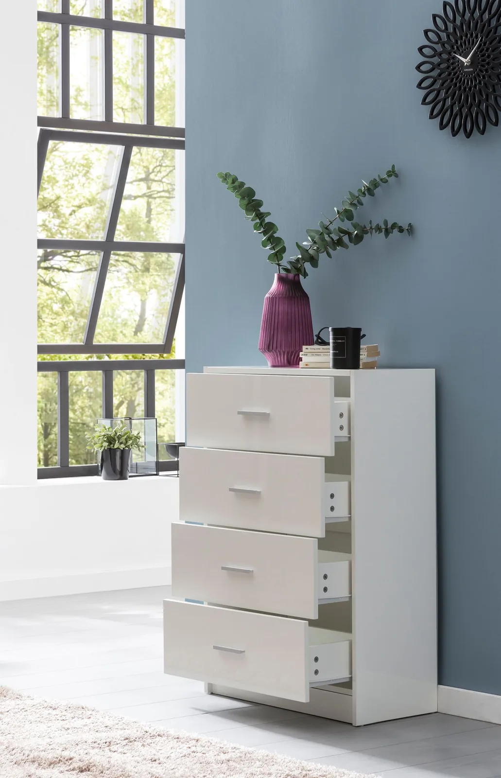 FineBuy Design Sideboard FB52330 aus Holz, Weiß – 60 × 90 × 30 cm