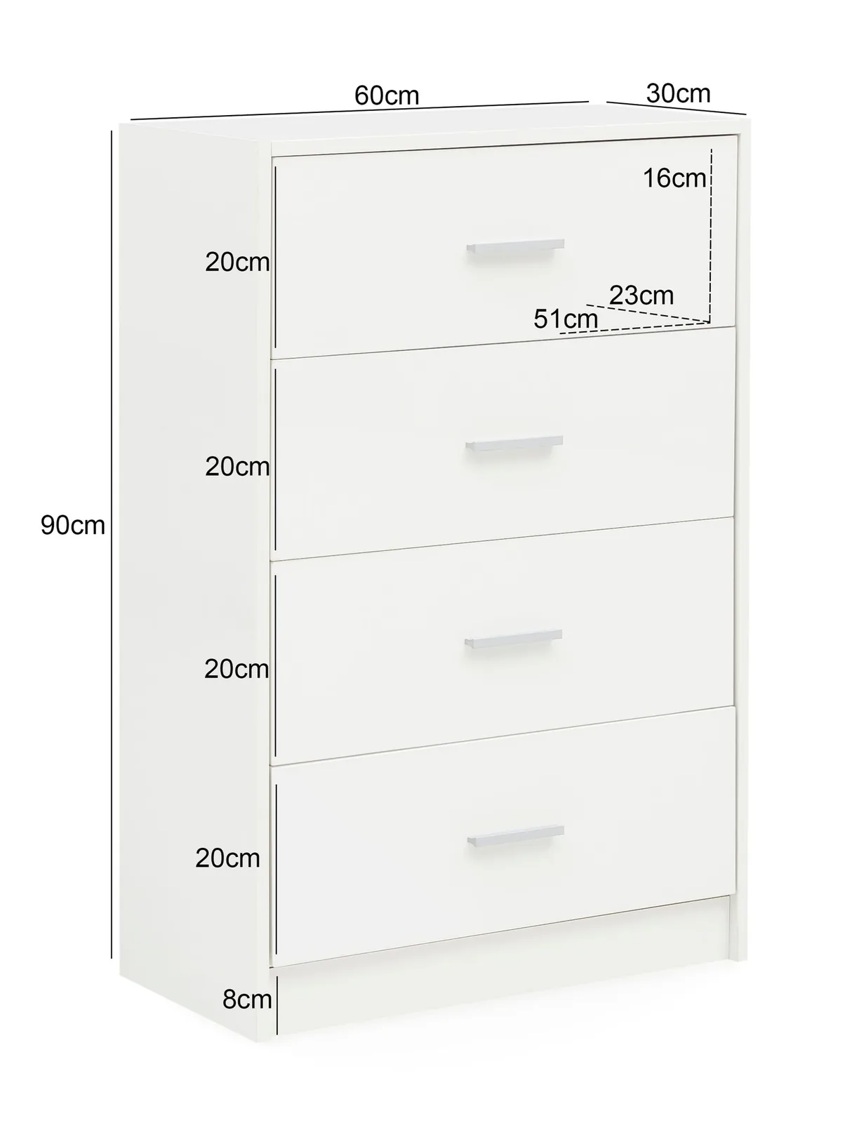 FineBuy Design Sideboard FB52330 aus Holz, Weiß – 60 × 90 × 30 cm