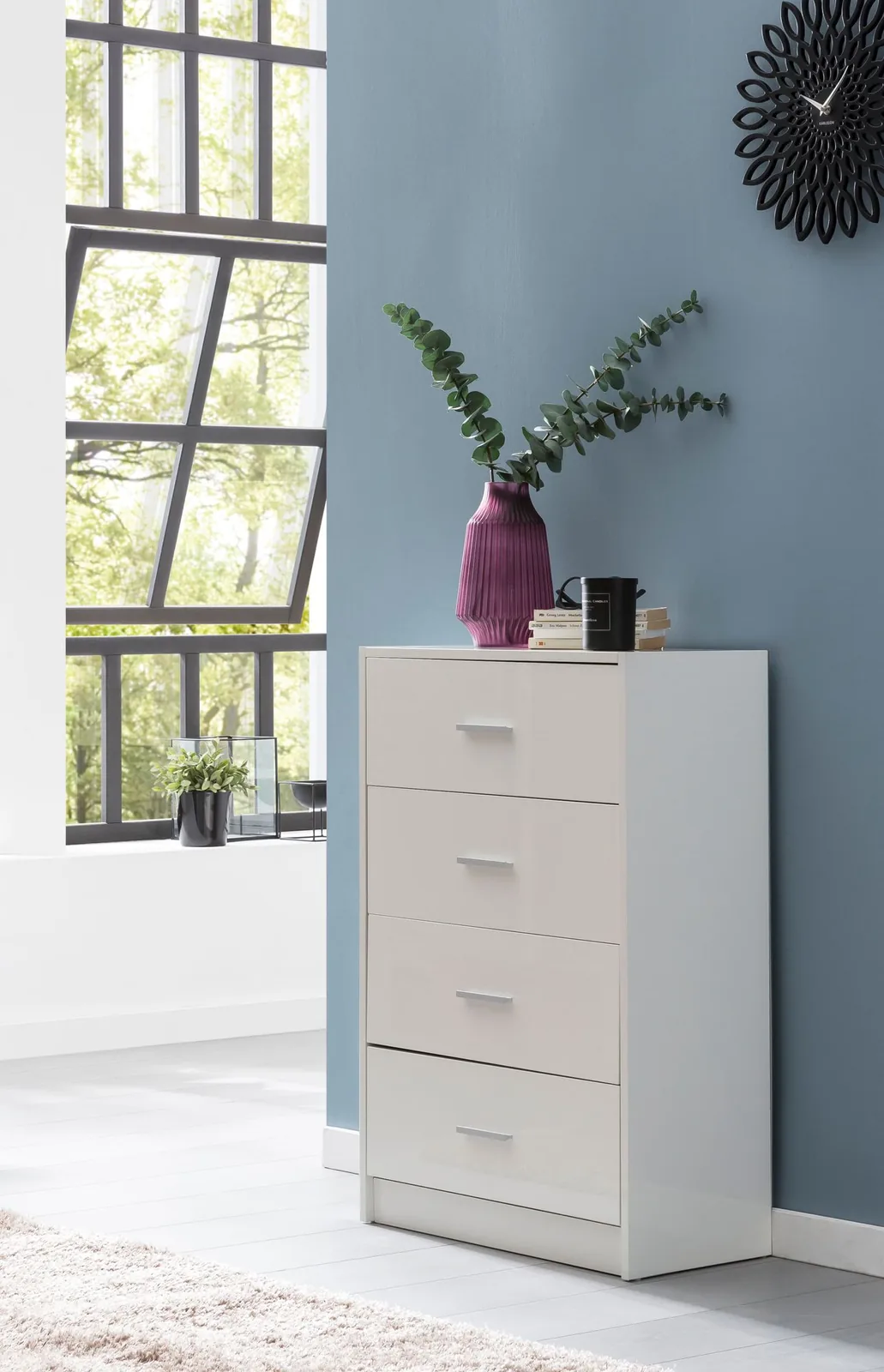 FineBuy Design Sideboard FB52330 aus Holz, Weiß – 60 × 90 × 30 cm