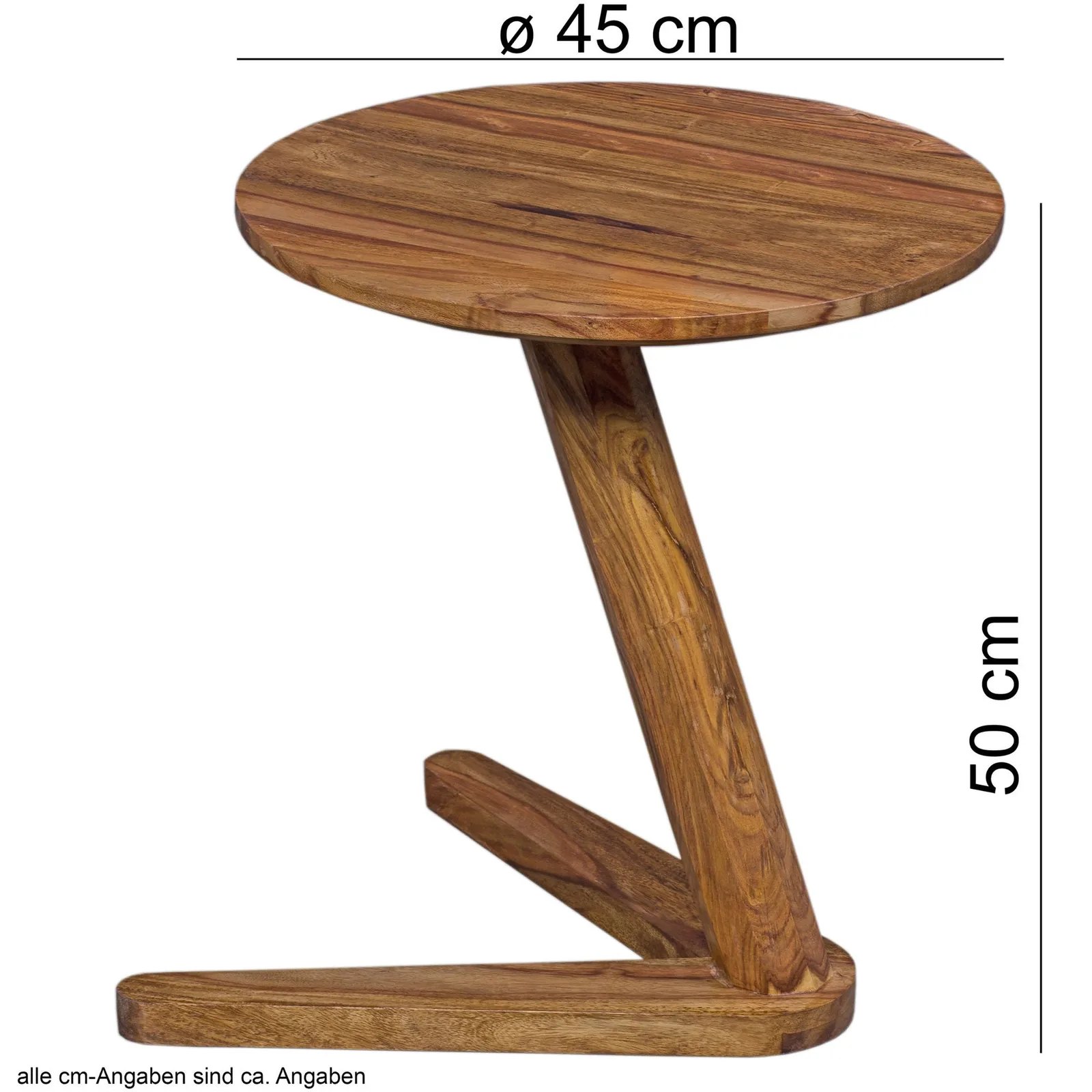 FineBuy Beistelltisch Massivholz Sheesham Design Wohnzimmertisch, Braun – 45 × 45 cm