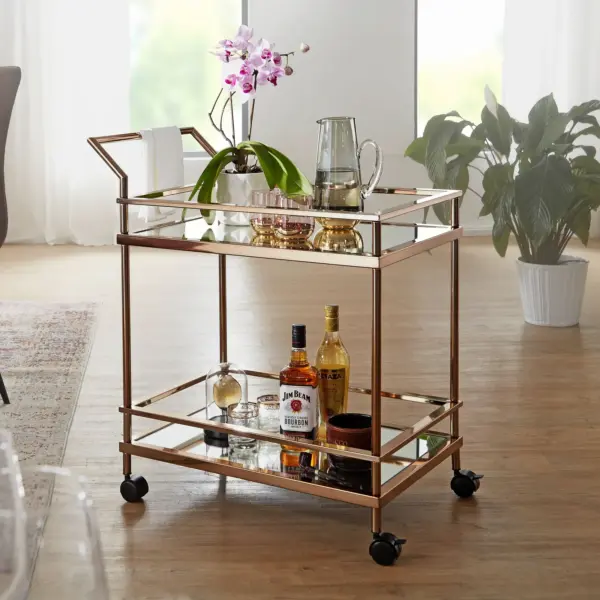 FineBuy Design Servierwagen Dunkles, Gold