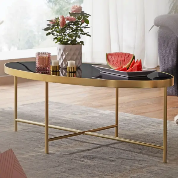FineBuy Design Couchtisch Glas, Schwarz – 110 × 56 cm FineBuy Design Couchtisch Glas, Schwarz – 110 × 56 cm
