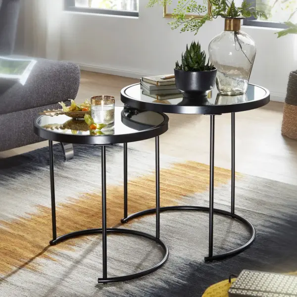 FineBuy Design Beistelltisch Rund Ø 50/, Schwarz – 42 cm FineBuy Design Beistelltisch Rund Ø 50/, Schwarz – 42 cm