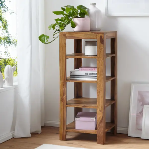 FineBuy Standregal Massiv aus Holz, Braun – 105 cm FineBuy Standregal Massiv aus Holz, Braun – 105 cm