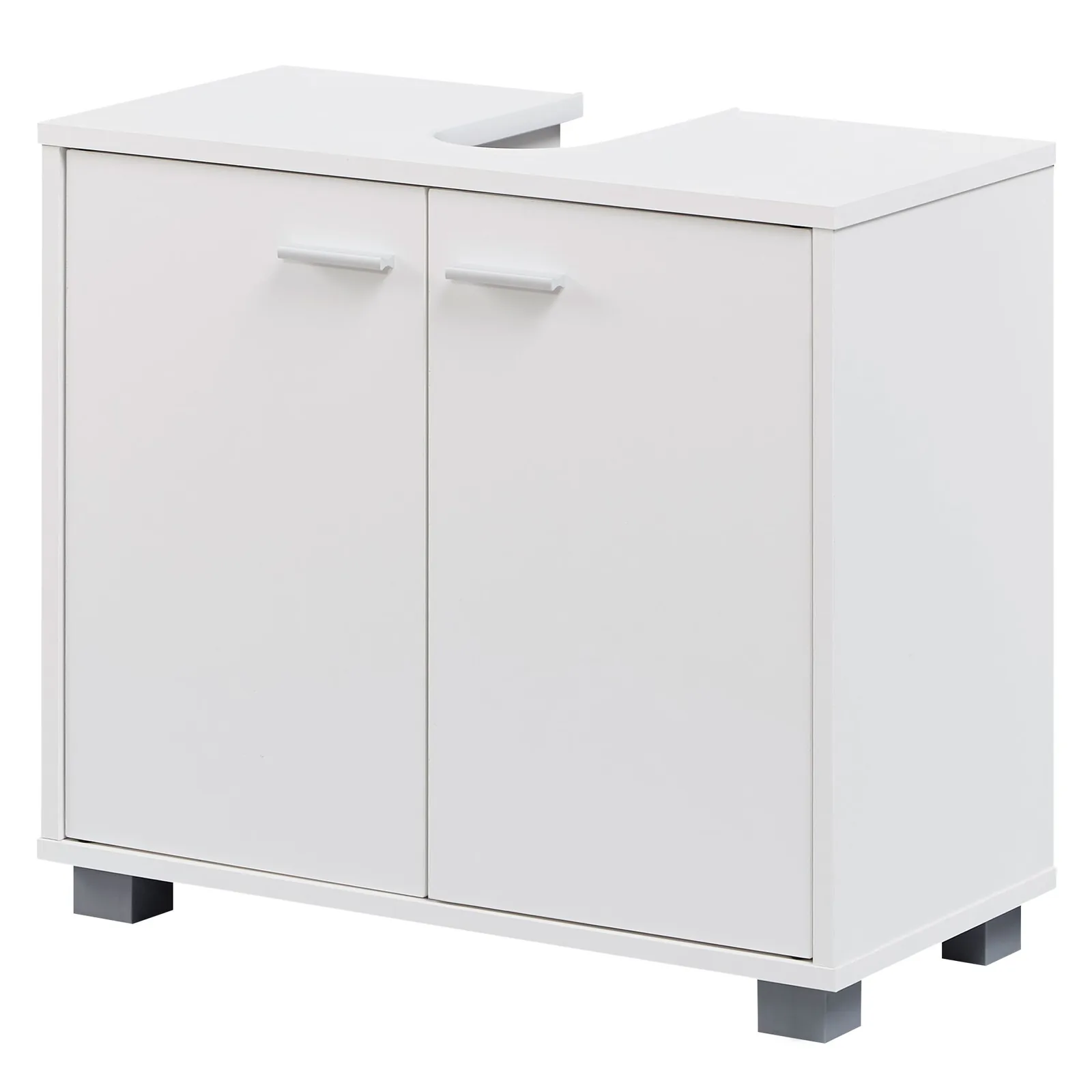 FineBuy Waschbeckenunterschrank mit 2 Türen, Weiß – 60 × 30 × 55 cm