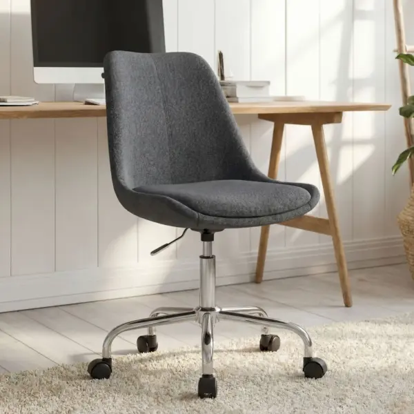 FineBuy Schreibtischstuhl Stoff Design Drehstuhl mit Lehne, Schwarz
