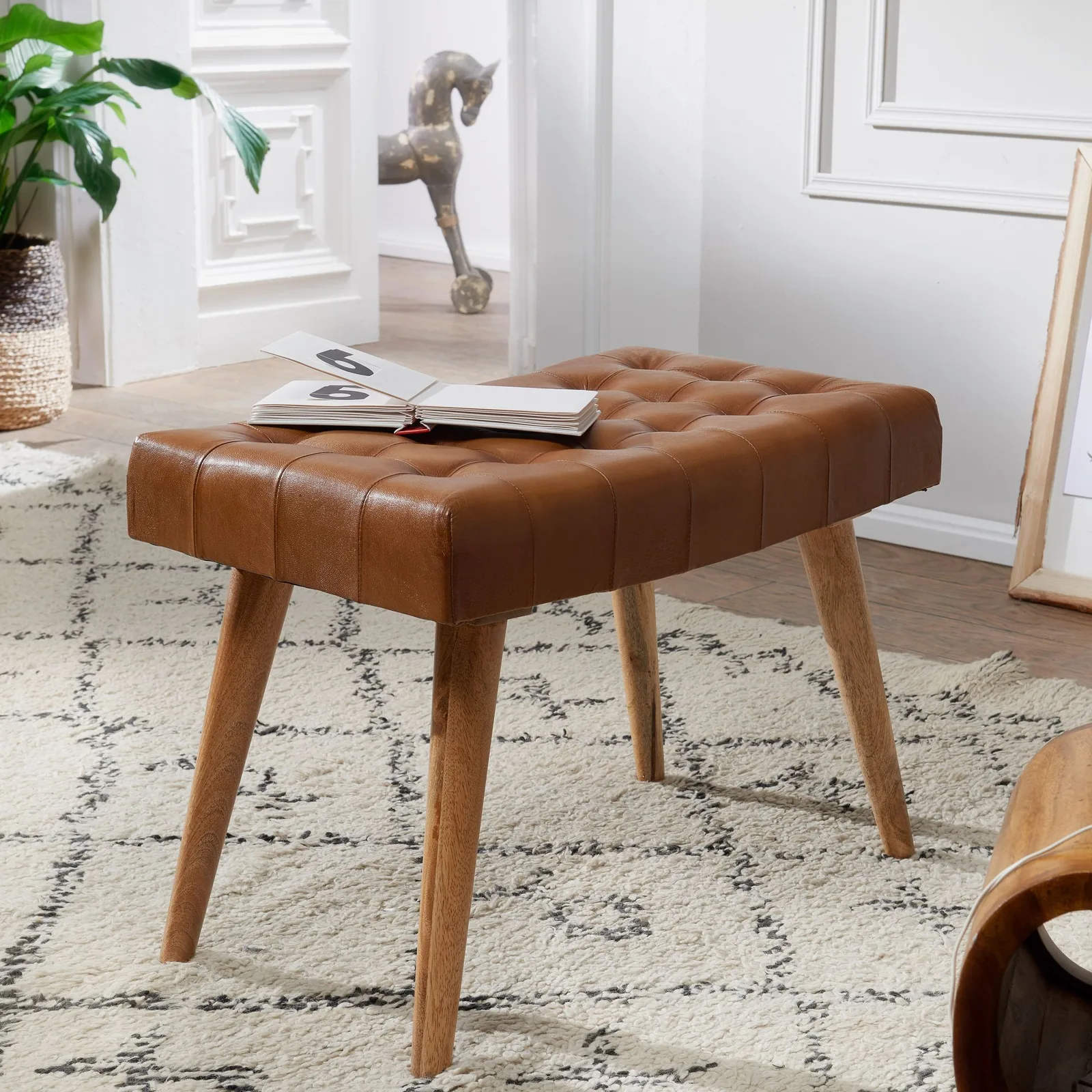 FineBuy Sitzhocker, Braun – 67 × 47 × 39 cm