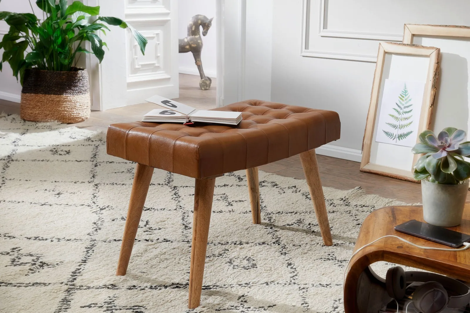 FineBuy Sitzhocker, Braun – 67 × 47 × 39 cm