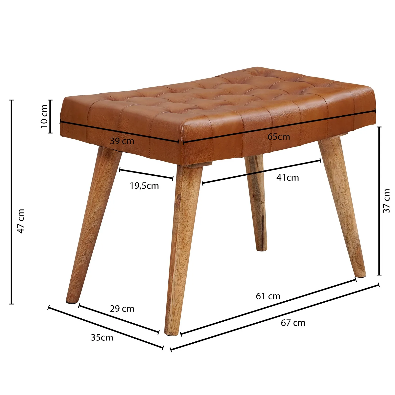 FineBuy Sitzhocker, Braun – 67 × 47 × 39 cm