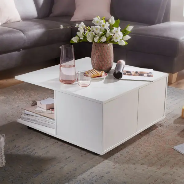 FineBuy Design Couchtisch, Weiß – 70 × 70 cm FineBuy Design Couchtisch, Weiß – 70 × 70 cm