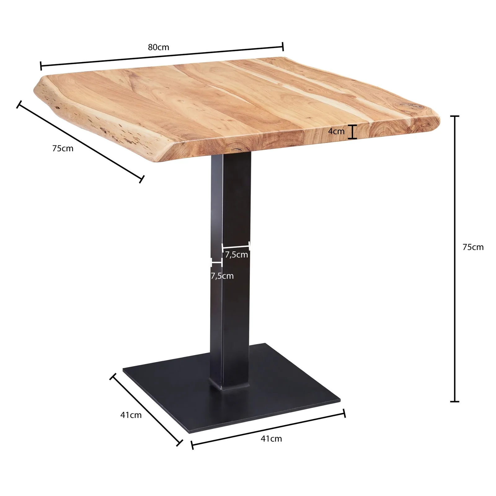 FineBuy Esszimmertisch, Braun – 80 cm