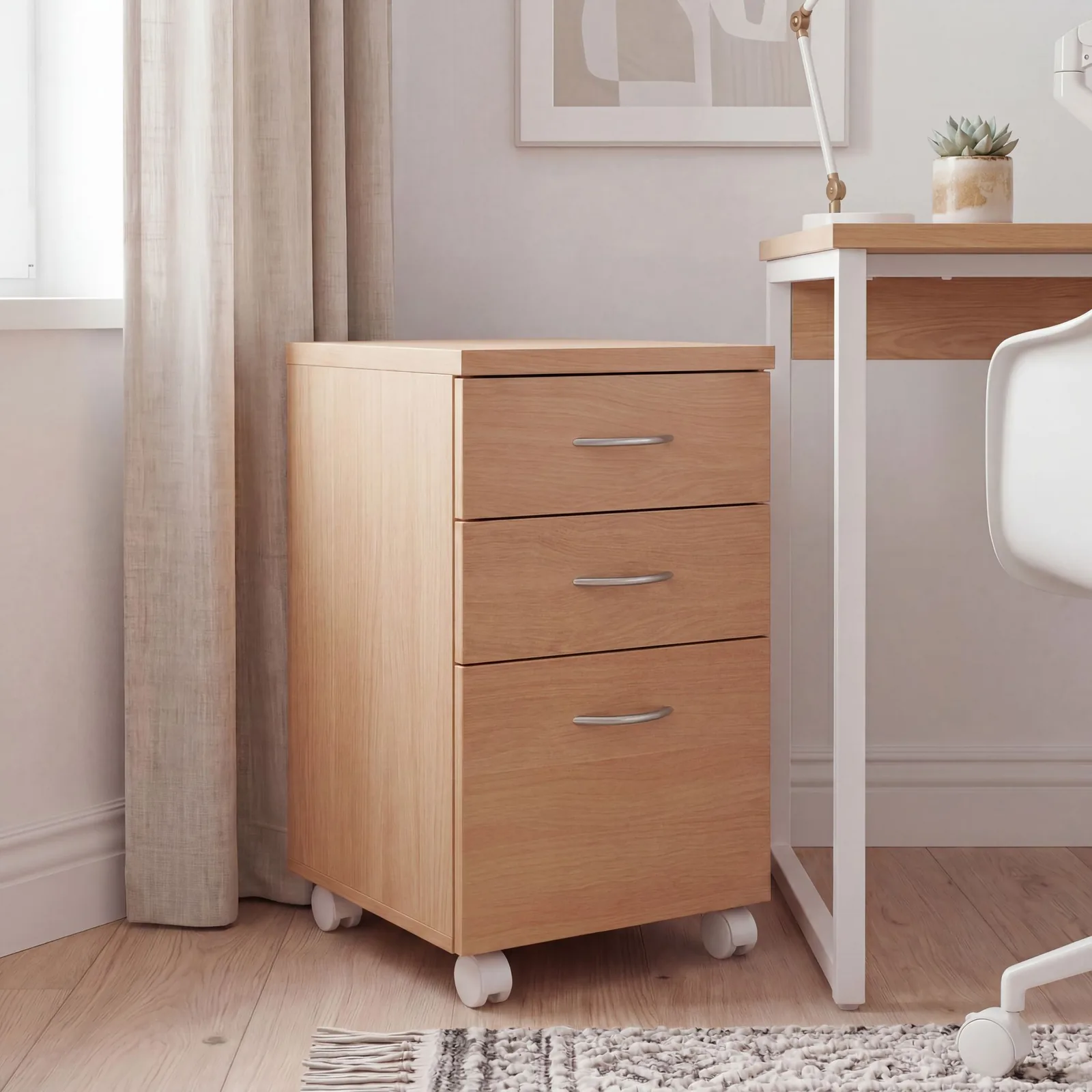 FineBuy Rollcontainer OTTAWA, Braun – 40 × 60 × 45 cm