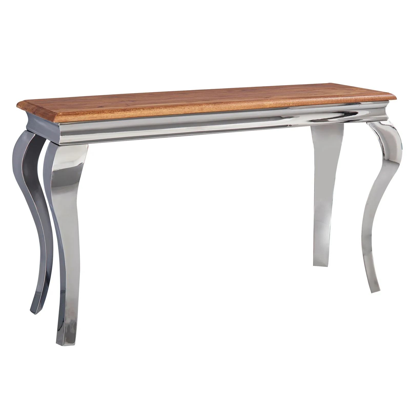 FineBuy Konsolentisch Sheesham Massivholz / Metall, Braun – 130 × 76,5 × 42 cm