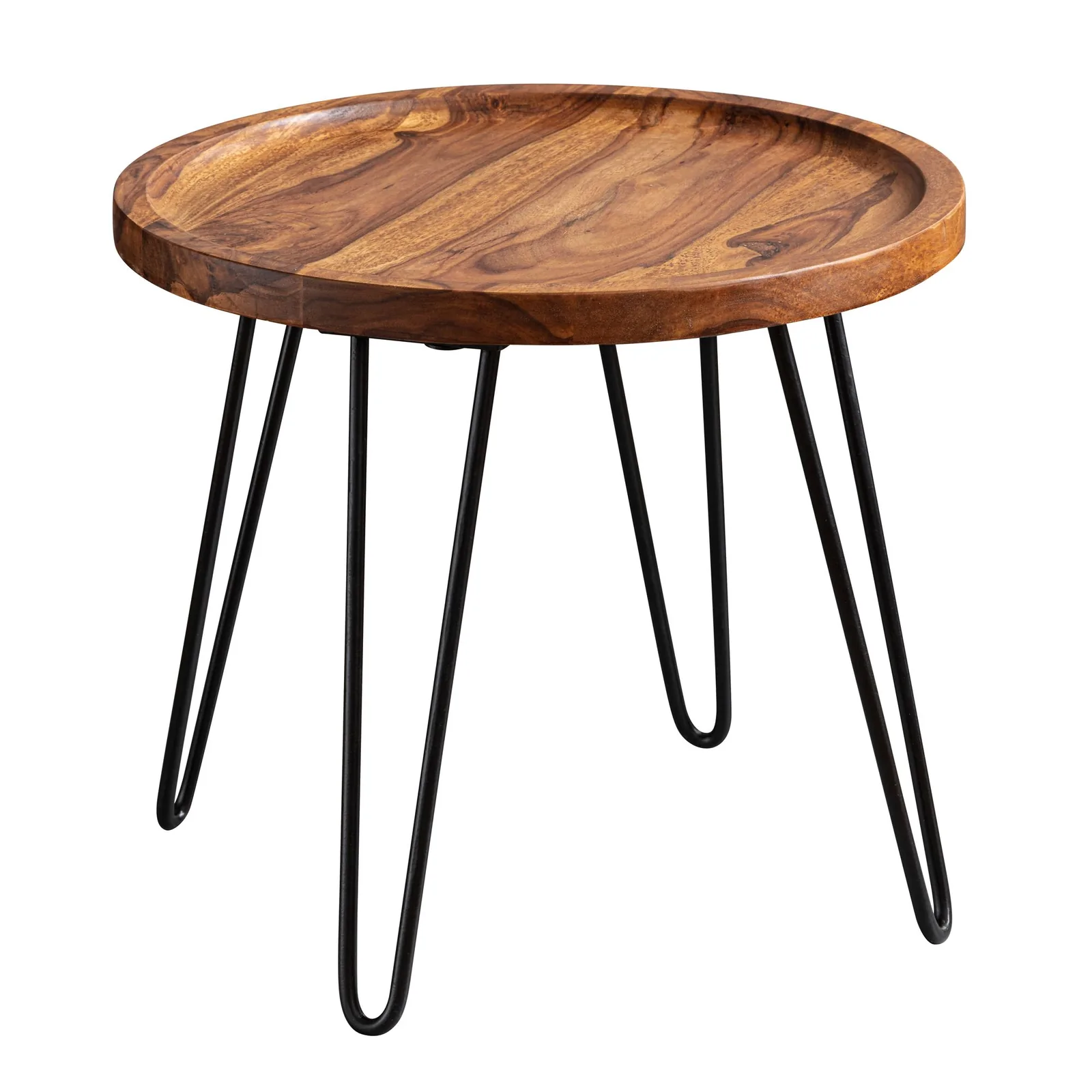 FineBuy Design Couchtisch Sheesham Massivholz, Braun – 45 × 40 × 45 cm