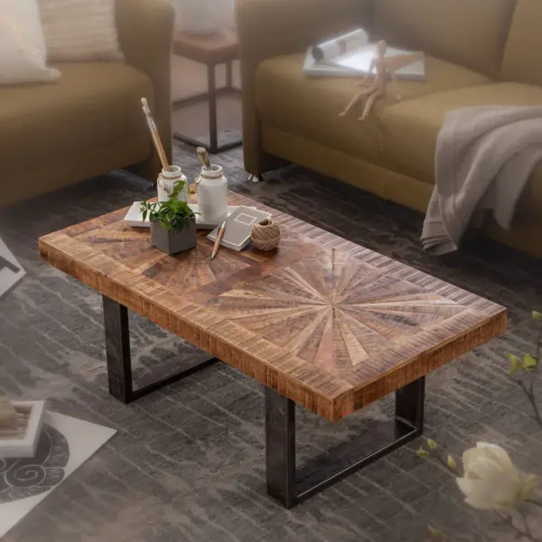 FineBuy Couchtisch Mango Massivholz, Braun – 105 × 55 cm