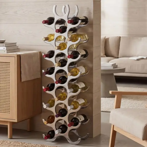 FineBuy Weinregal aus Aluminium, Silber – 98 cm FineBuy Weinregal aus Aluminium, Silber – 98 cm
