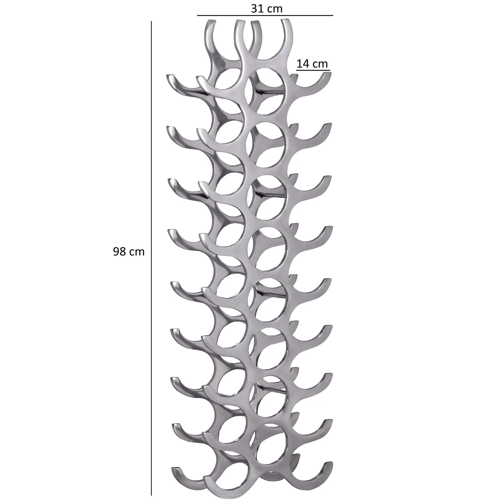 FineBuy Weinregal aus Aluminium, Silber – 98 cm