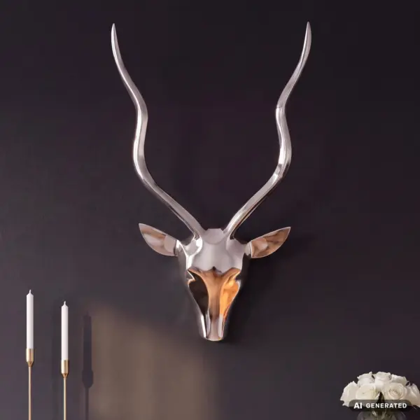 FineBuy Deko Hirschgeweih S aus Aluminium, Silber