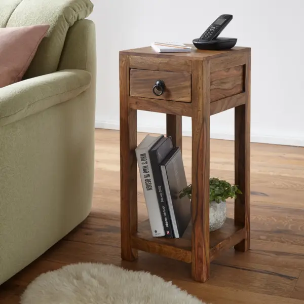 FineBuy Beistelltisch Massivholz Sheesham, Braun – 30 × 30 × 68 cm FineBuy Beistelltisch Massivholz Sheesham, Braun – 30 × 30 × 68 cm