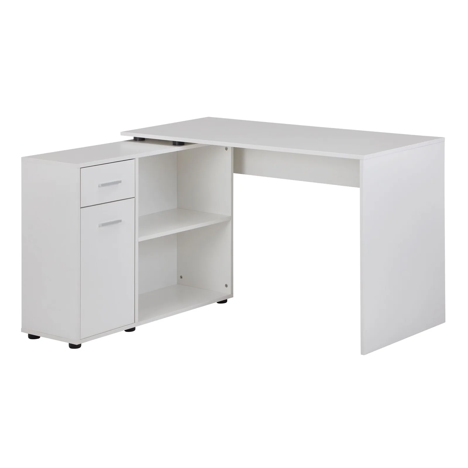 FineBuy Design Eckschreibtisch mit Regal, Weiß – 120 × 75,5 × 106,5 cm