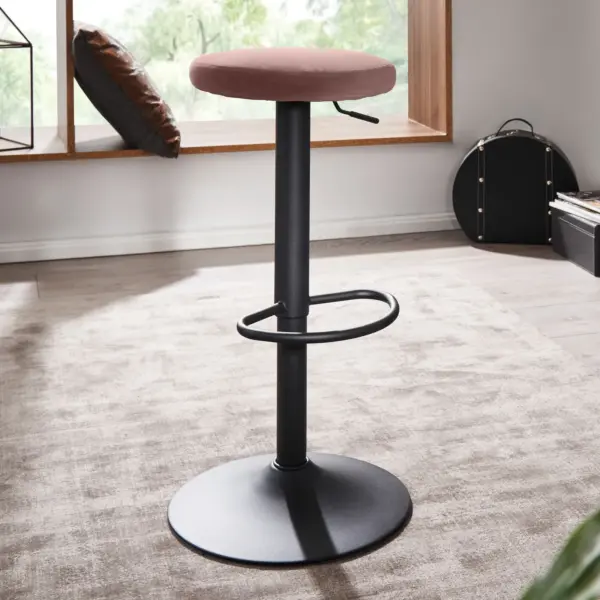 FineBuy Barhocker Samt Hocker ohne Lehne 58, Rosa
