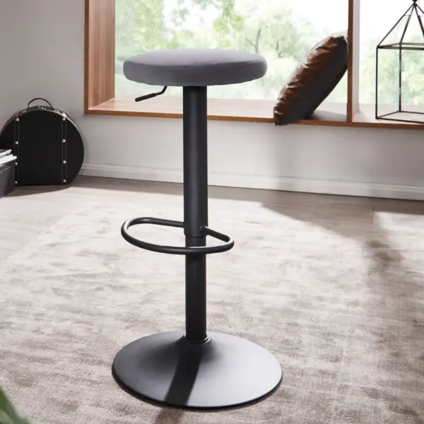 FineBuy Barhocker Samt Hocker ohne Lehne 58, Schwarz