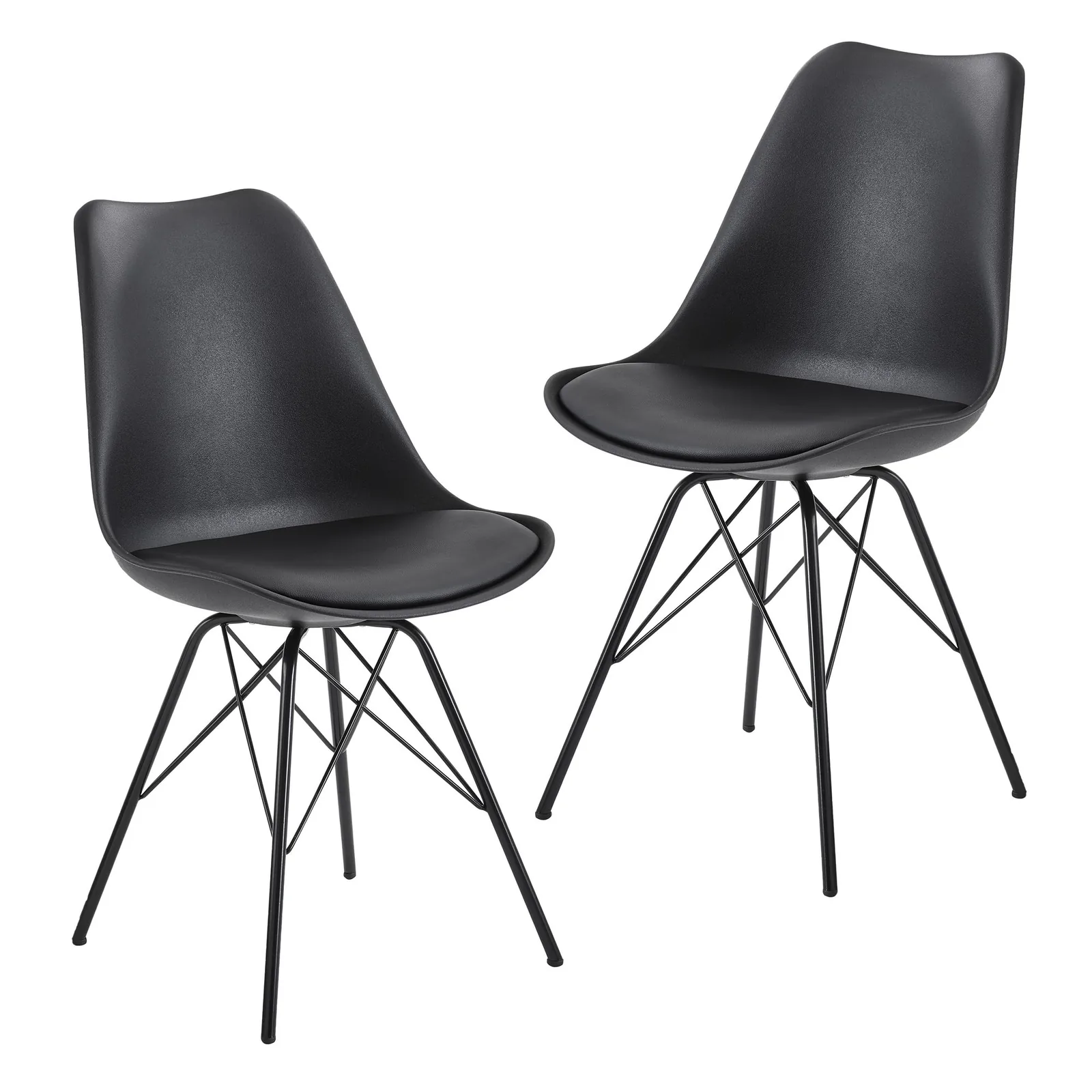 FineBuy Esszimmerstuhl 2er Set Küchenstuhl aus Kunststoff, Schwarz