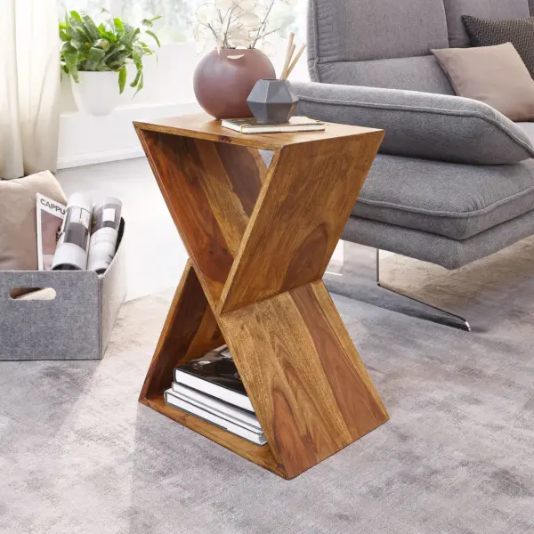FineBuy Beistelltisch X-Form, Braun – 43 × 60 × 30 cm FineBuy Beistelltisch X-Form, Braun – 43 × 60 × 30 cm