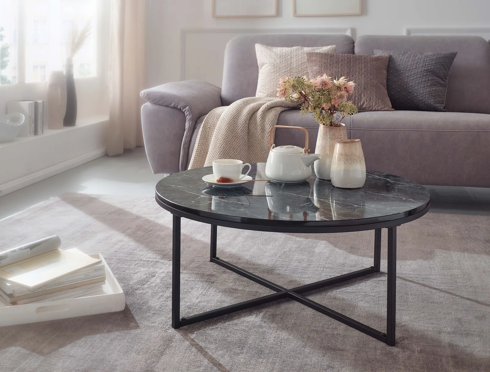 FineBuy Design Couchtisch, Weiß – 80 cm